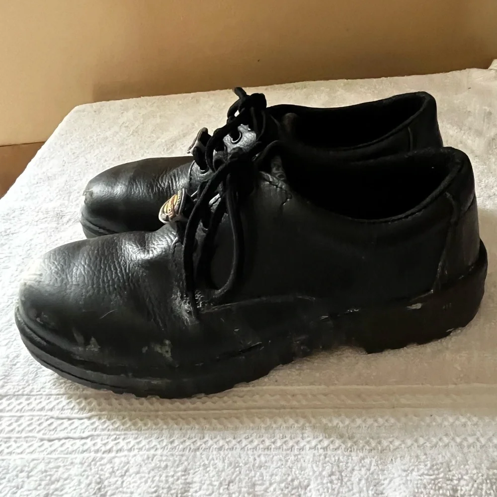 Warrior Black Leather Safety Steel Toe Shoes Sz 8